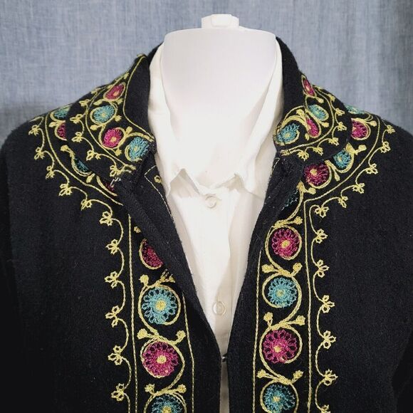 Unique Vintage Wool Embroidered Jacket 90s PASSPORTS OF PIER 1 Indian Women's M - Picture 2 of 16